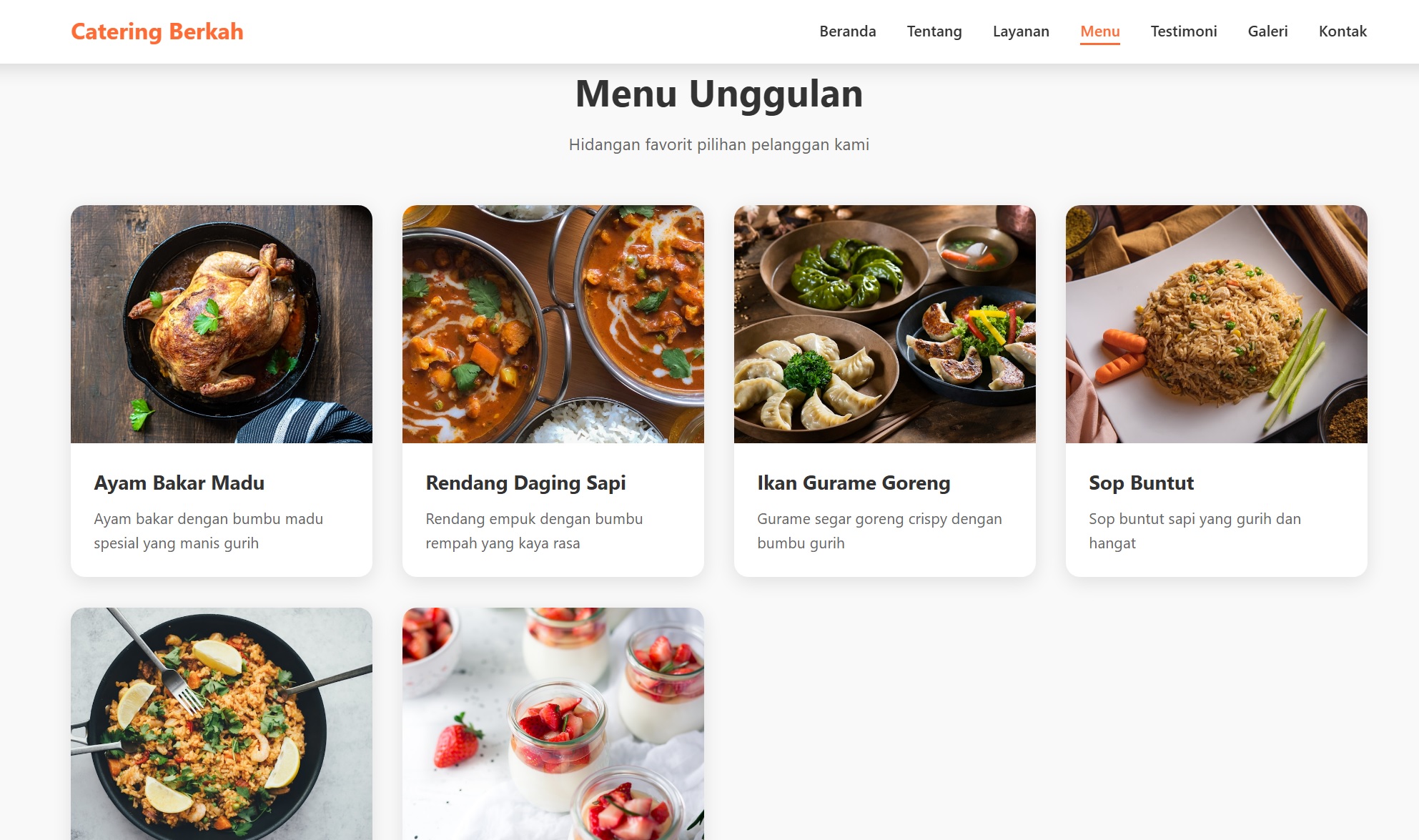 Landing Page Usaha Catering
