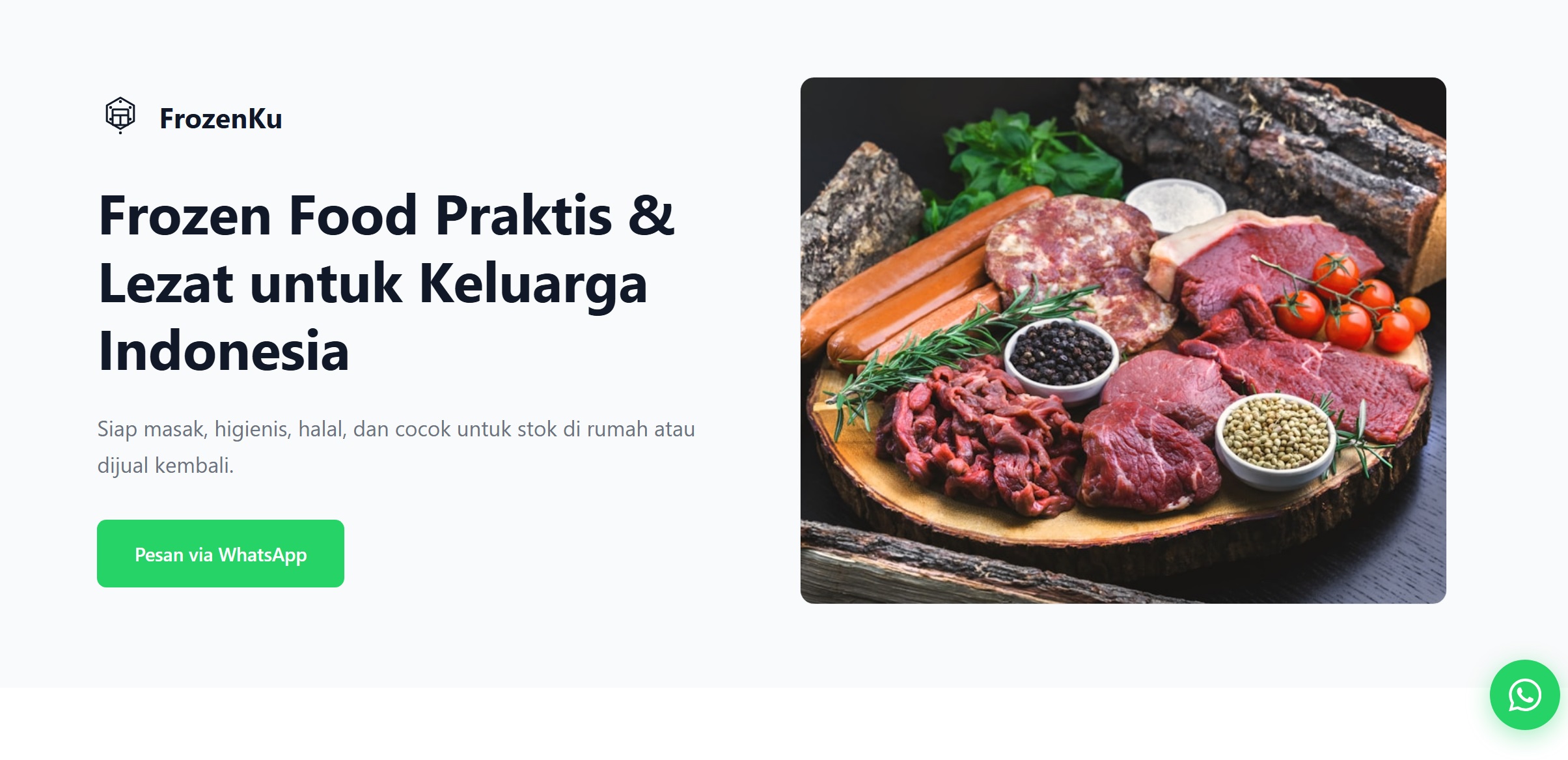 Landing Page Frozen Food