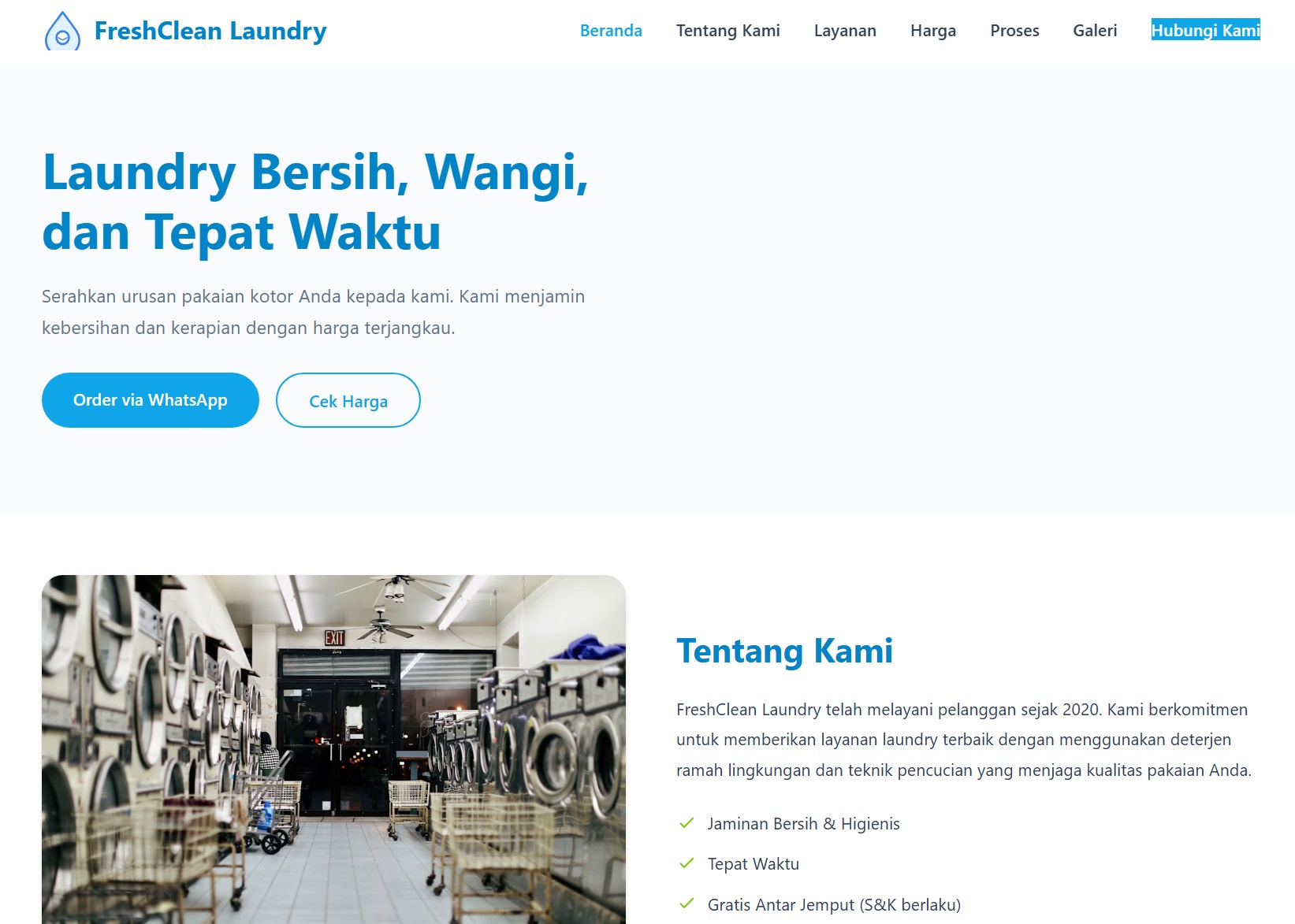 Landing Page Laundry